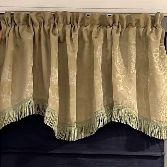 TWO Sage Green Scalloped Window Valances - Picture 1 of 4